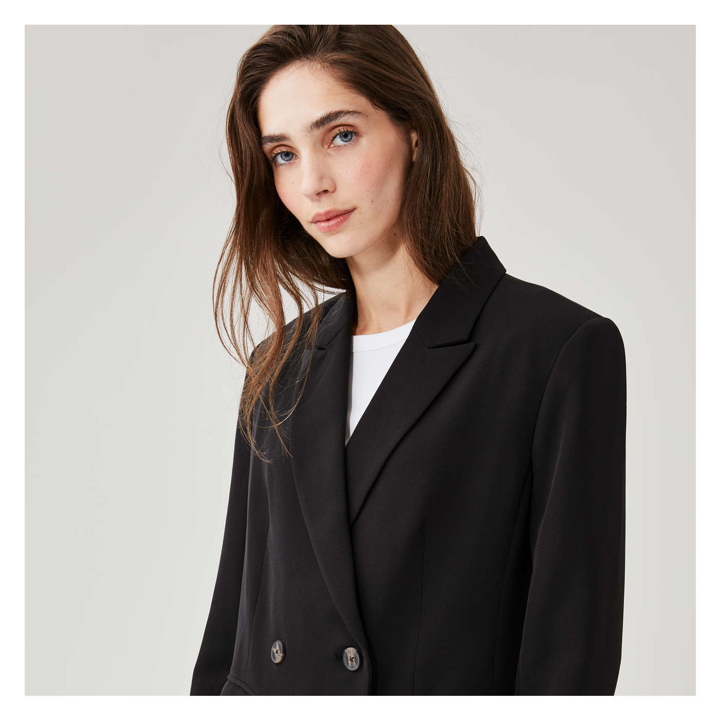 Double-Breasted Blazer in JF Black from Joe Fresh